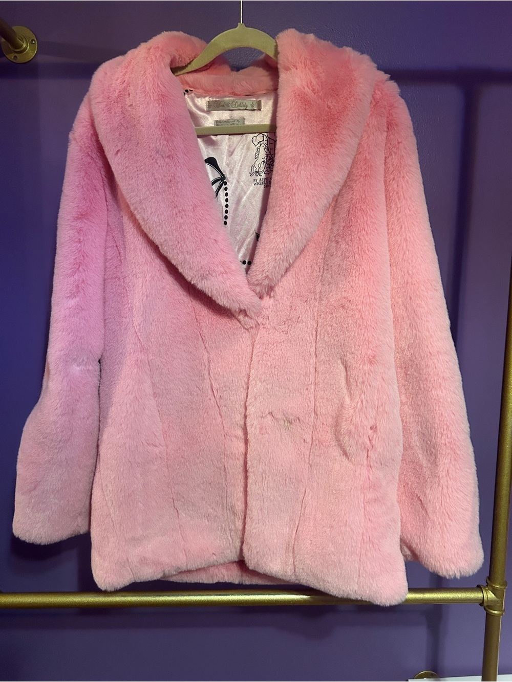 Pink Faux Fur Wheels & Dollbaby coat size 12